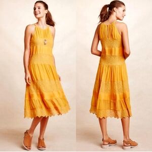 Anthropologie HD InParis Vallanella Dress In Marigold Yellow Size XS $250